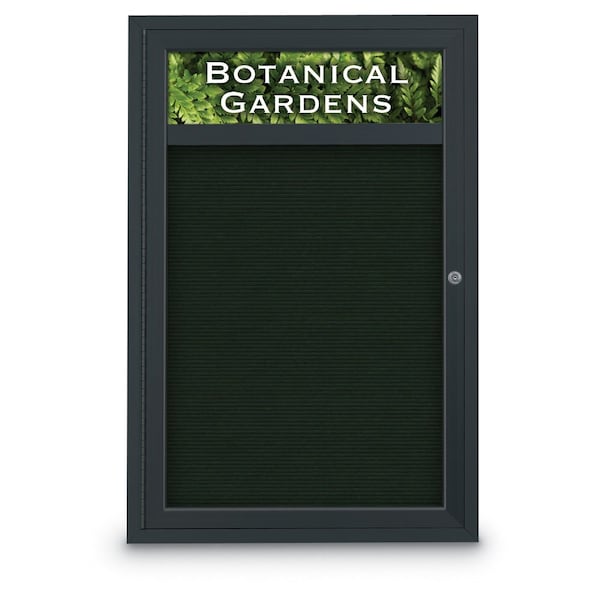 Indoor Enclosed Combo Board, 42"x32", Black Frame/Green & Surf